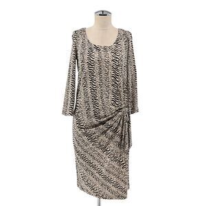 GERARD DAREL Dress Womens Size 36 Zebra Print Silk Cotton 3/4 Sleeve‎ Faux Wrap